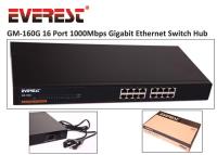 EVEREST GM-160G 16Port 10/100/1000Mbps 19" Rock Uyumlu Metal Kasa Gigabit Ethernet Switch Hub